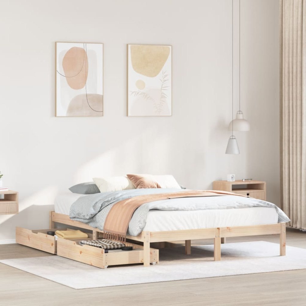 vidaXL Sängram utan madrass 140x200 cm massiv furu