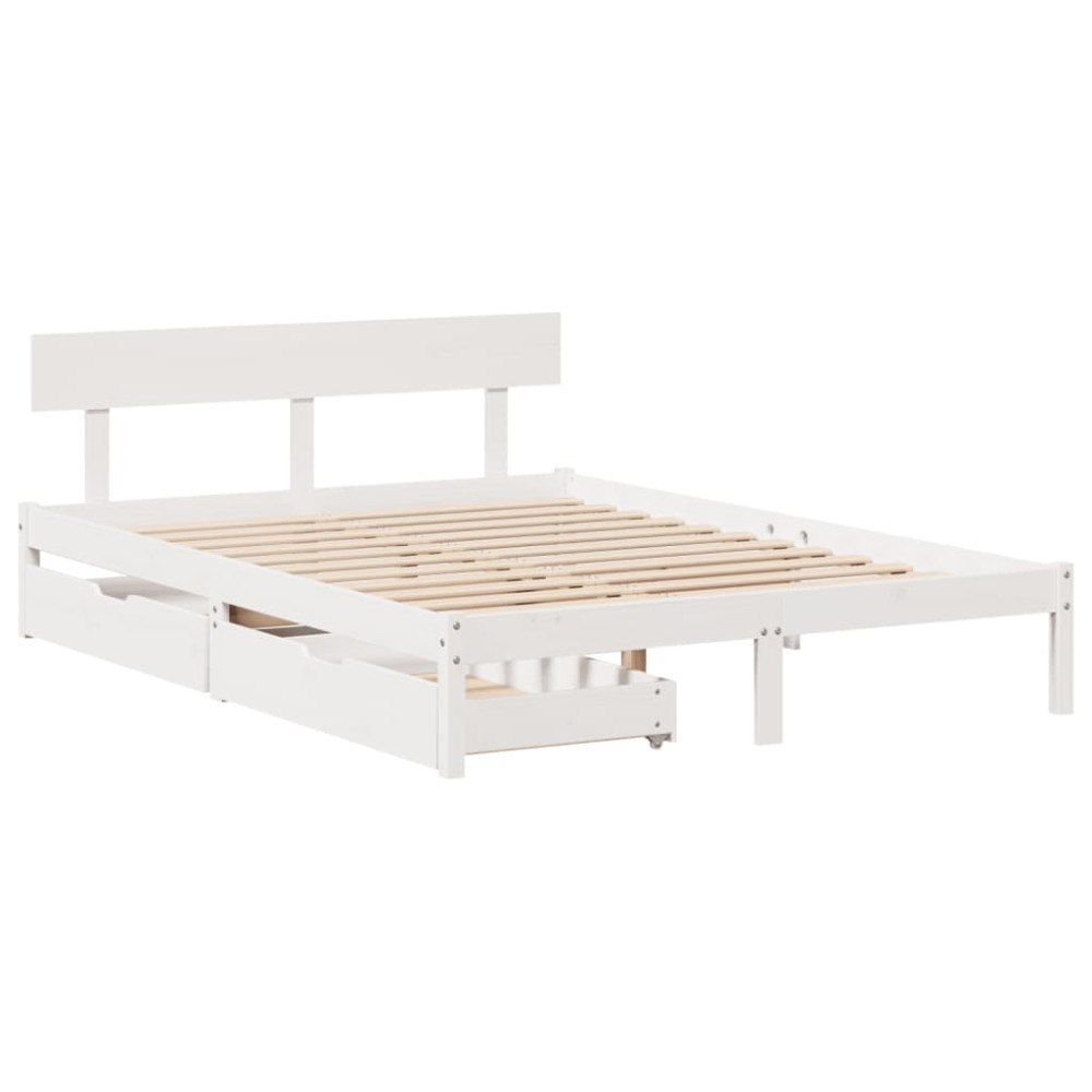 vidaXL Sängram utan madrass vit 160x200 cm massiv furu