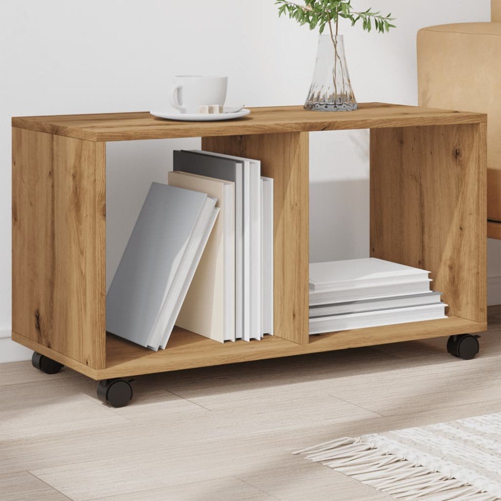 vidaXL Skåp med hjul ek 72x33x42,5 cm konstruerat trä
