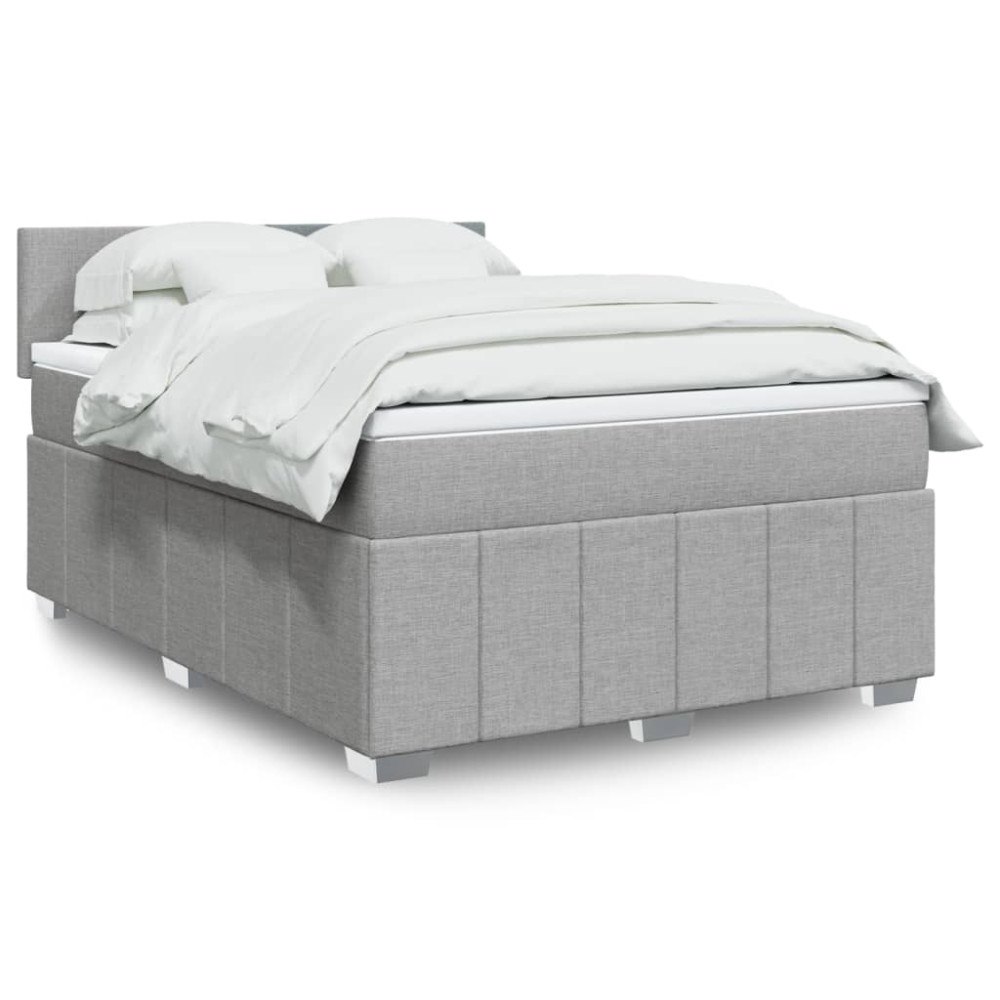vidaXL Ramsäng med madrass ljusgrå 140x190 cm tyg