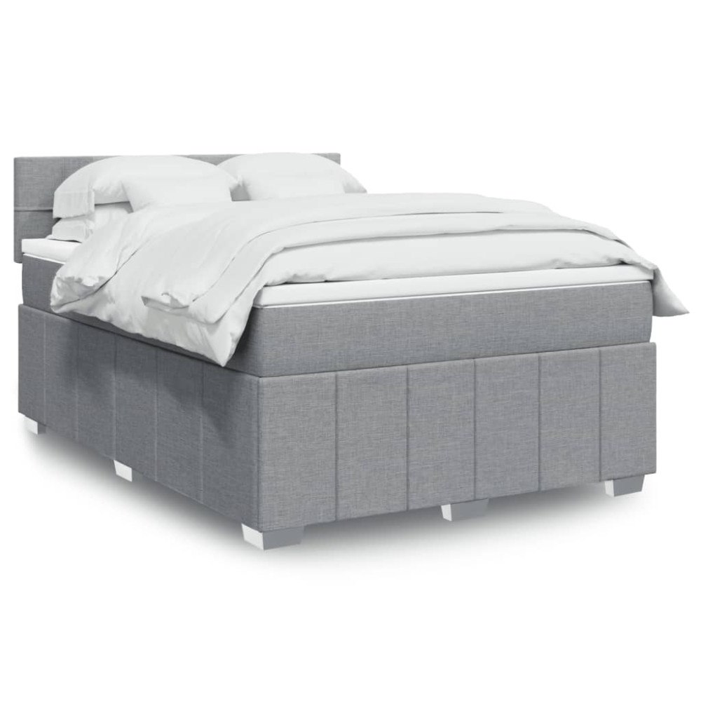 vidaXL Ramsäng med madrass ljusgrå 140x190 cm tyg