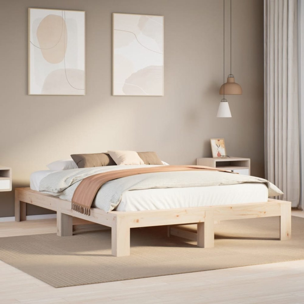 vidaXL Sängram utan madrass 140x190 cm massiv furu