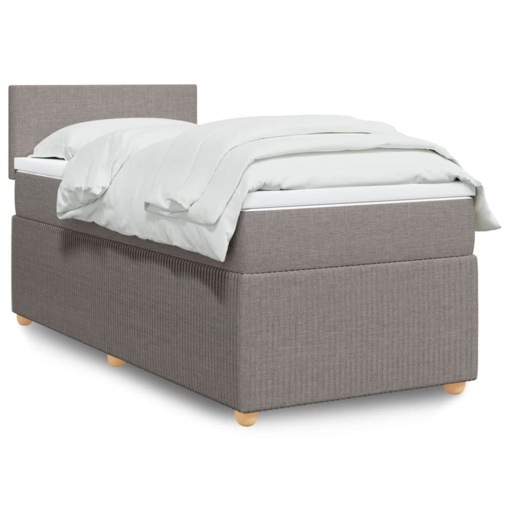 vidaXL Ramsäng med madrass taupe 90x190 cm tyg
