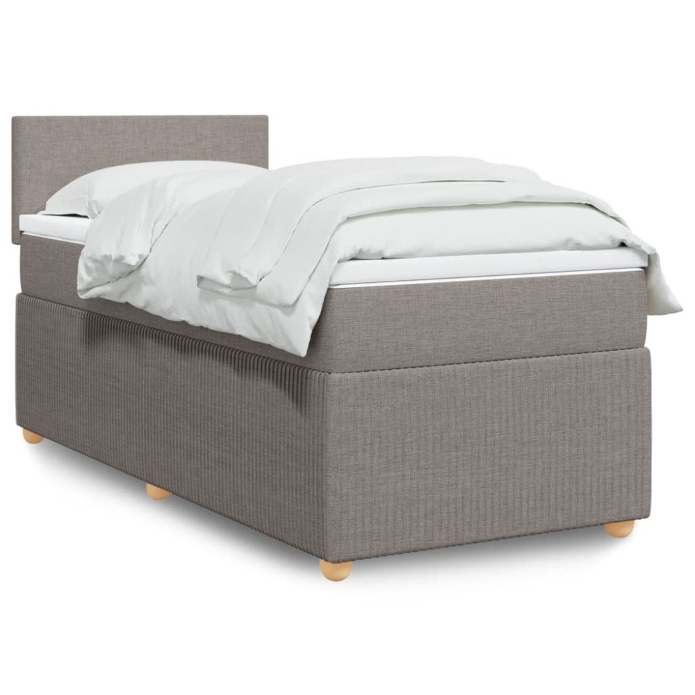 vidaXL Ramsäng med madrass taupe 90x190 cm tyg