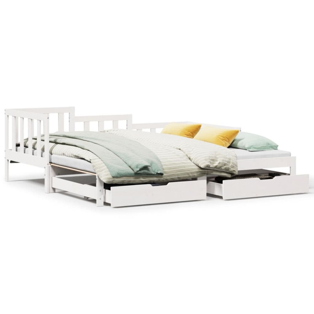 vidaXL Dagbädd utdragbar med lådor utan madrass vit 90x190 cm
