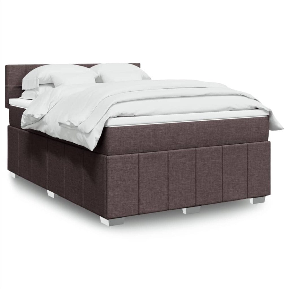 vidaXL Ramsäng med madrass mörkbrun 140x190 cm tyg