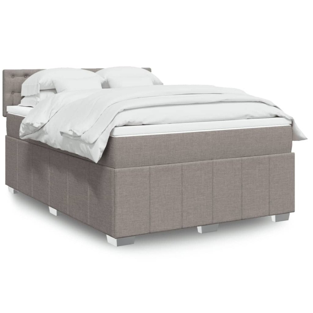 vidaXL Ramsäng med madrass taupe 140x200 cm tyg