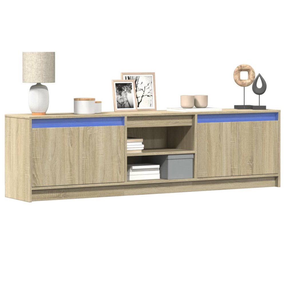 vidaXL Tv-bänk med LEDs sonoma-ek 180x34x50 cm konstruerat trä