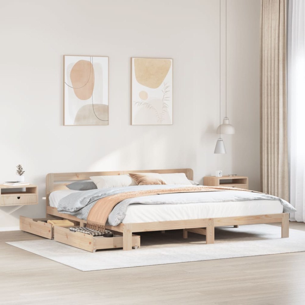 vidaXL Sängram utan madrass 180x200 cm massiv furu