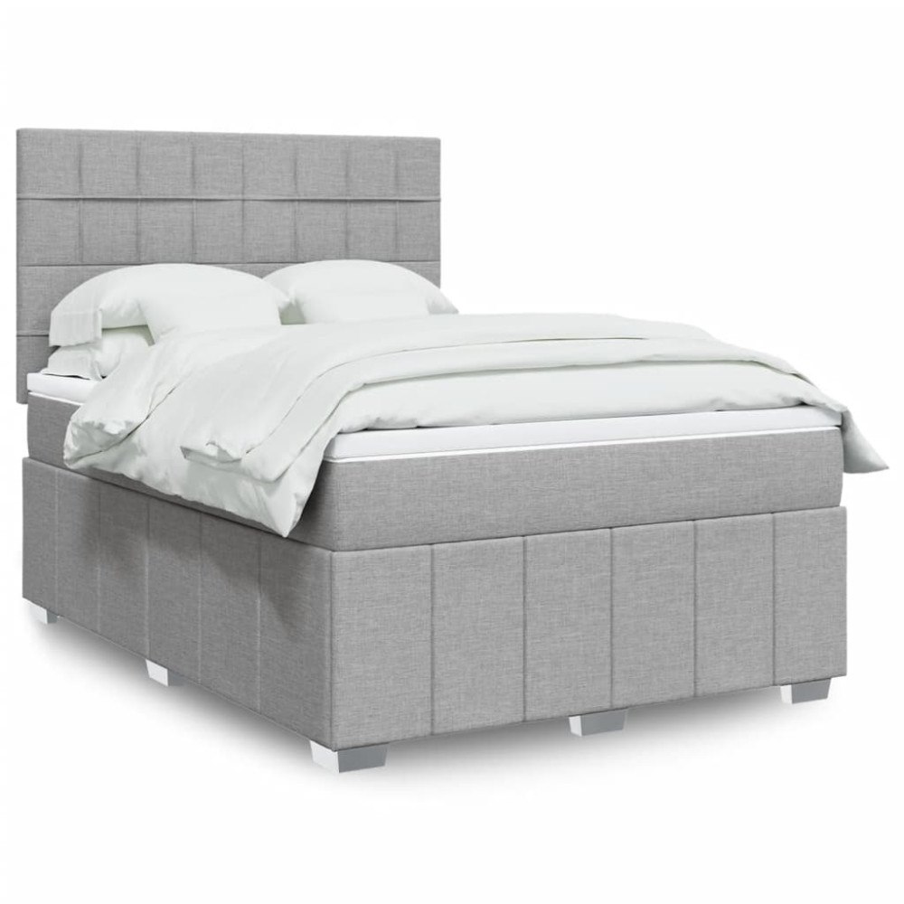 vidaXL Ramsäng med madrass ljusgrå 140x190 cm tyg
