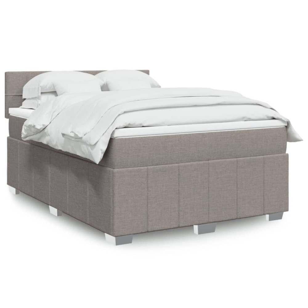 vidaXL Ramsäng med madrass taupe 140x200 cm tyg