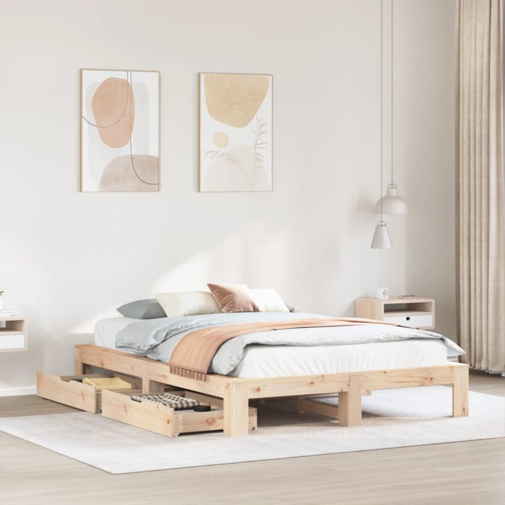 vidaXL Sängram utan madrass 140x190 cm massiv furu