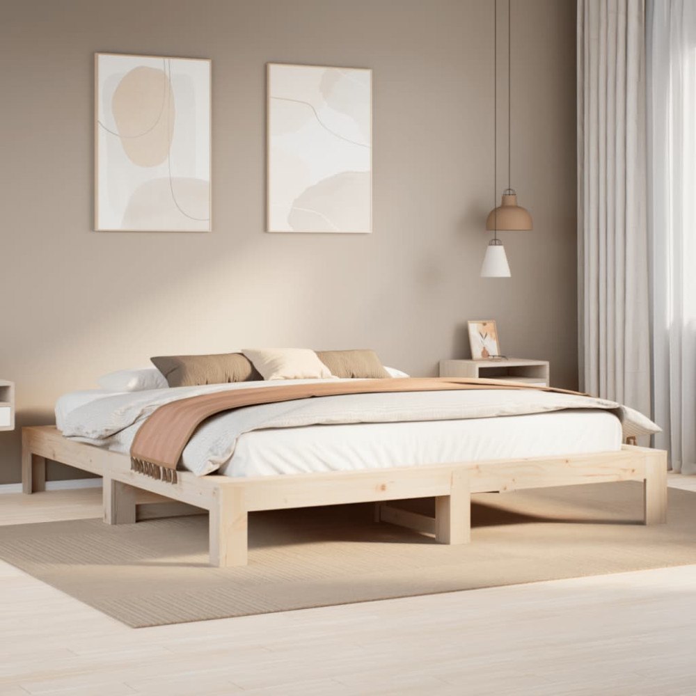 vidaXL Sängram utan madrass 200x200 cm massiv furu