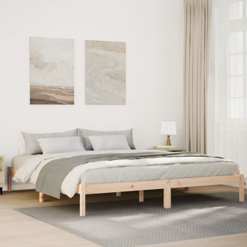 vidaXL Sängram utan madrass extra lång 180x210 cm massiv furu