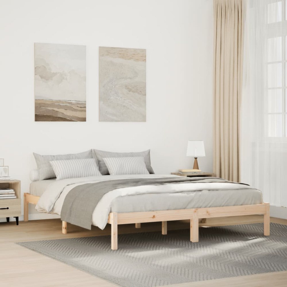 vidaXL Sängram utan madrass extra lång 140x220 cm massiv furu