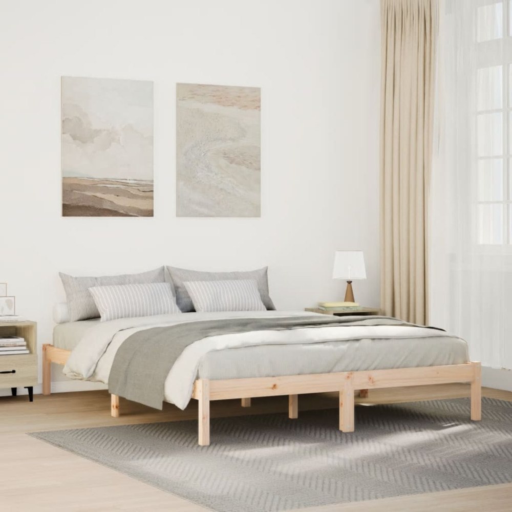 vidaXL Sängram utan madrass extra lång 160x220 cm massiv furu