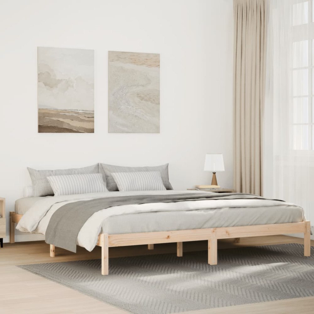 vidaXL Sängram utan madrass extra lång 180x220 cm massiv furu