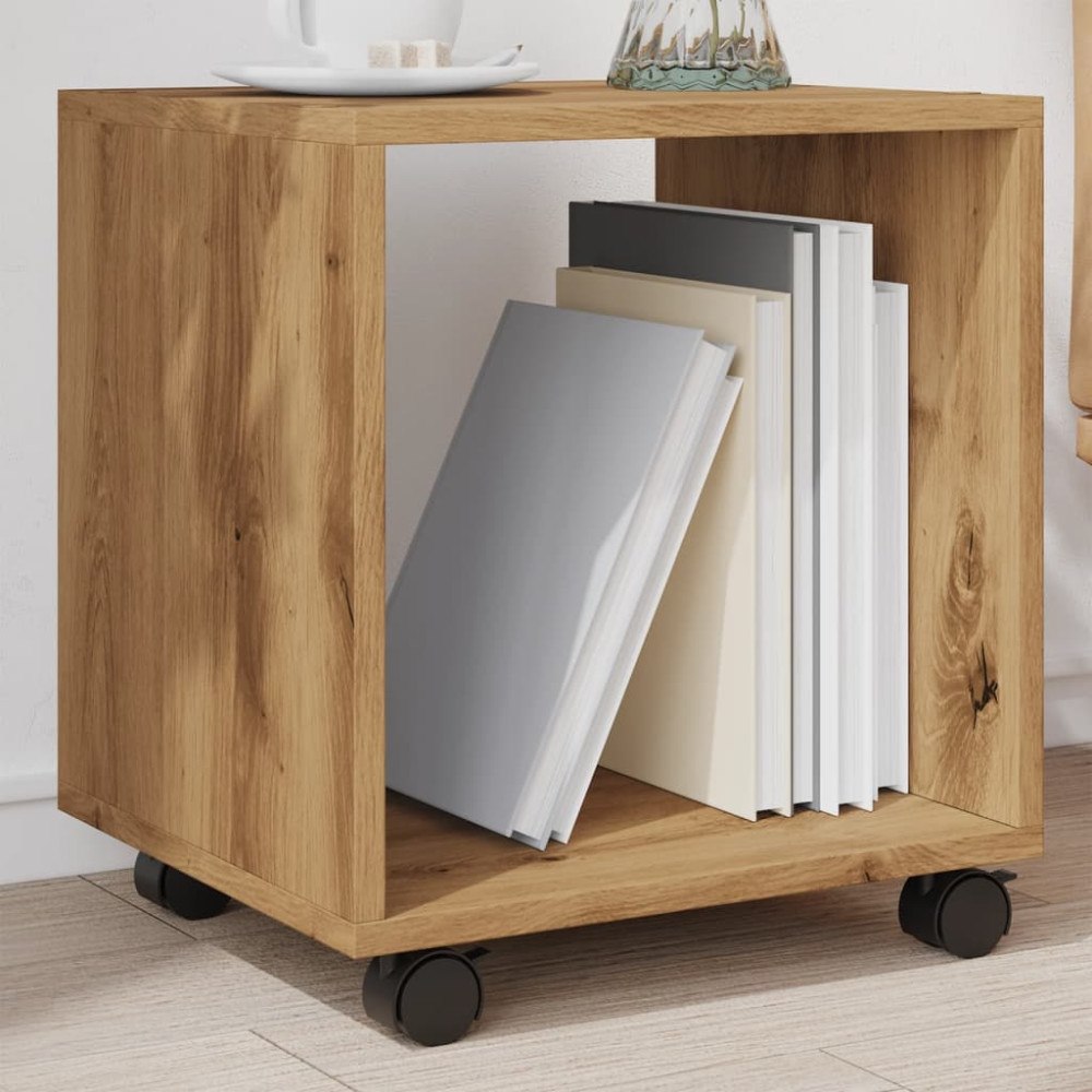 vidaXL Skåp med hjul ek 37x33x42,5 cm konstruerat trä