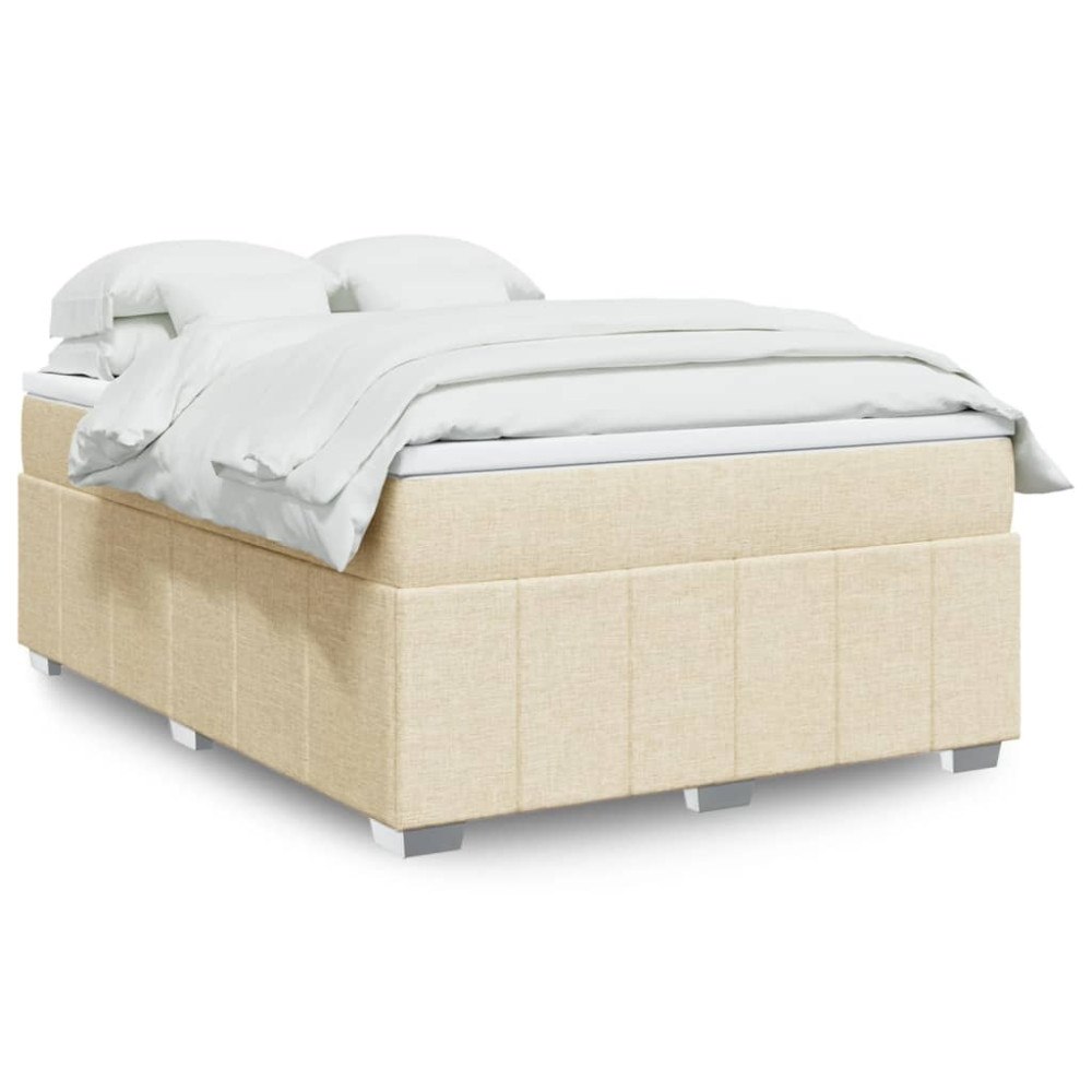 vidaXL Ramsäng med madrass gräddvit 140x190 cm tyg