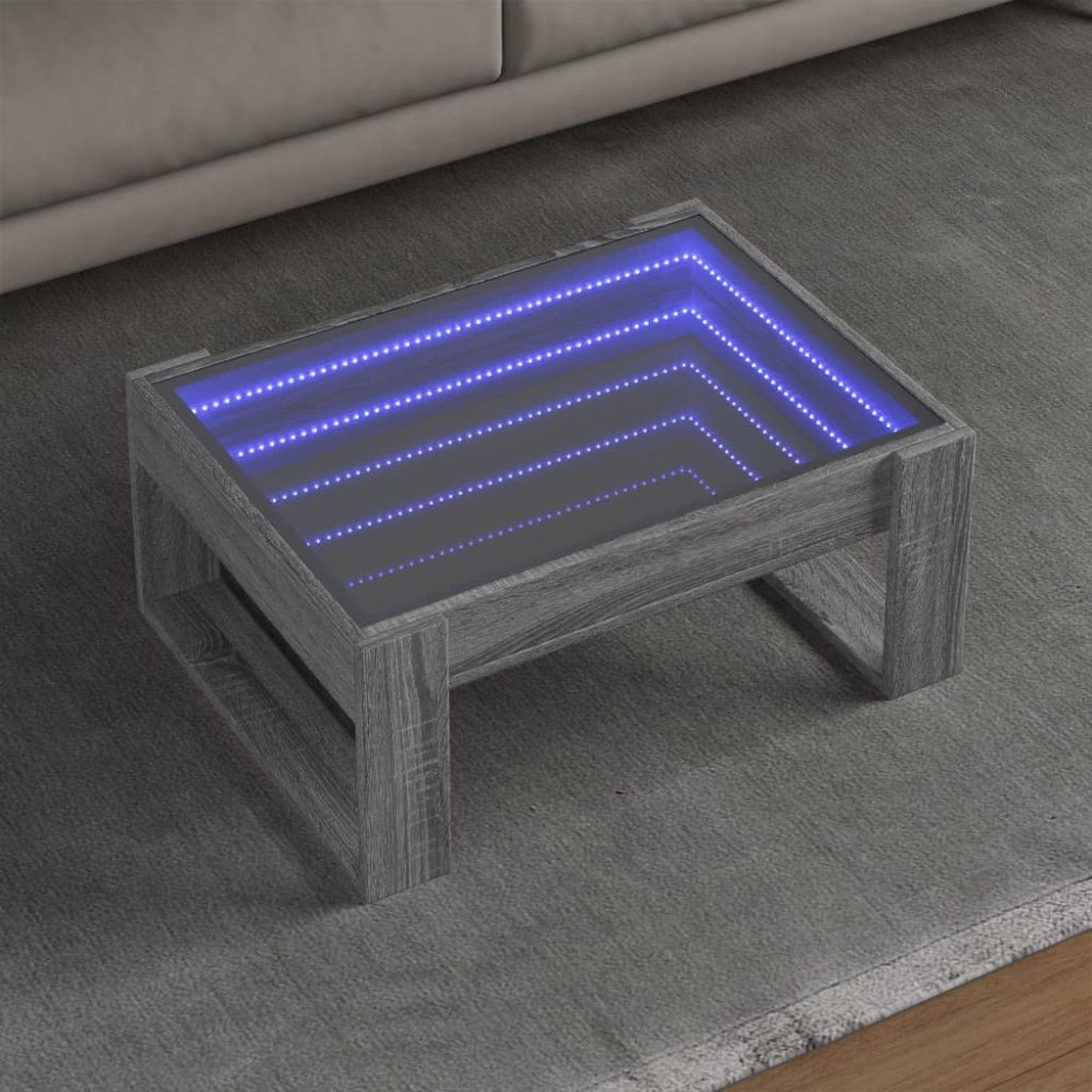 vidaXL Soffbord med Infinity LEDs grå sonoma 70x53x30 cm