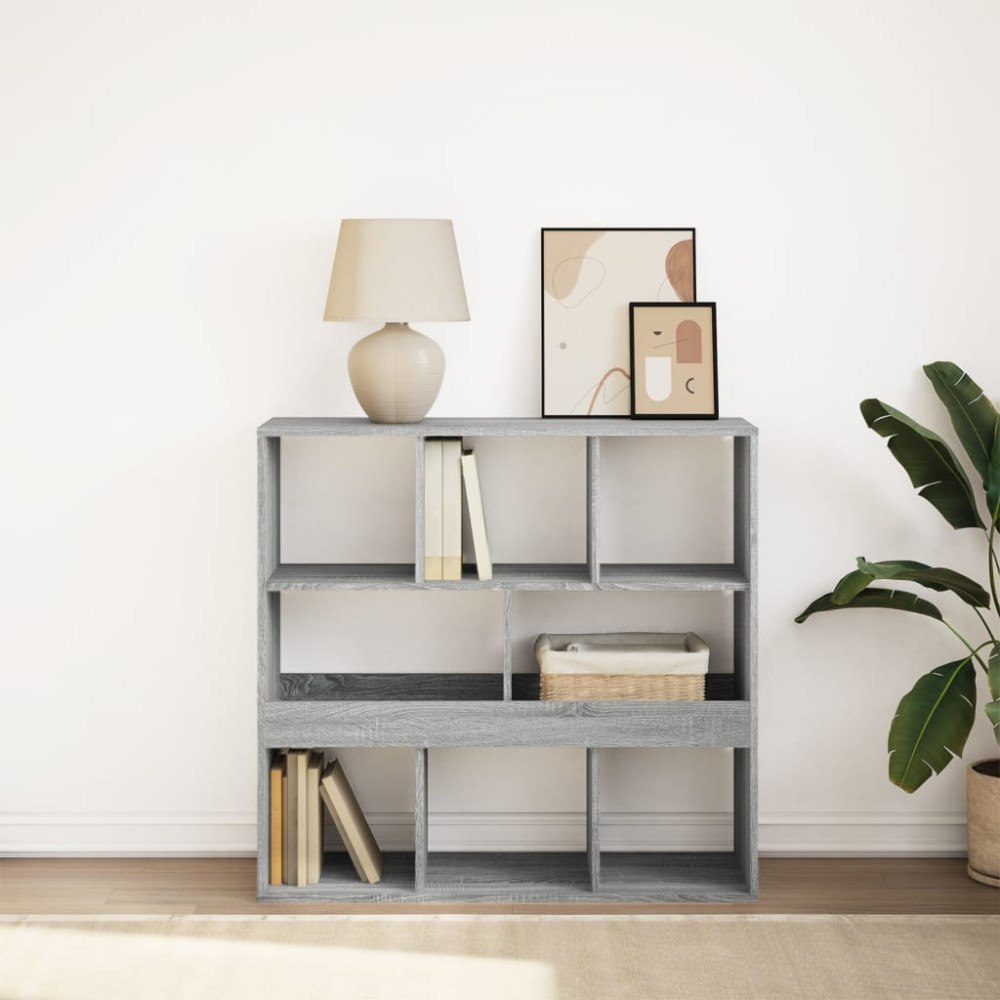 vidaXL Bokhylla/Rumsavdelare grå sonoma-ek 100x33x94,5 cm