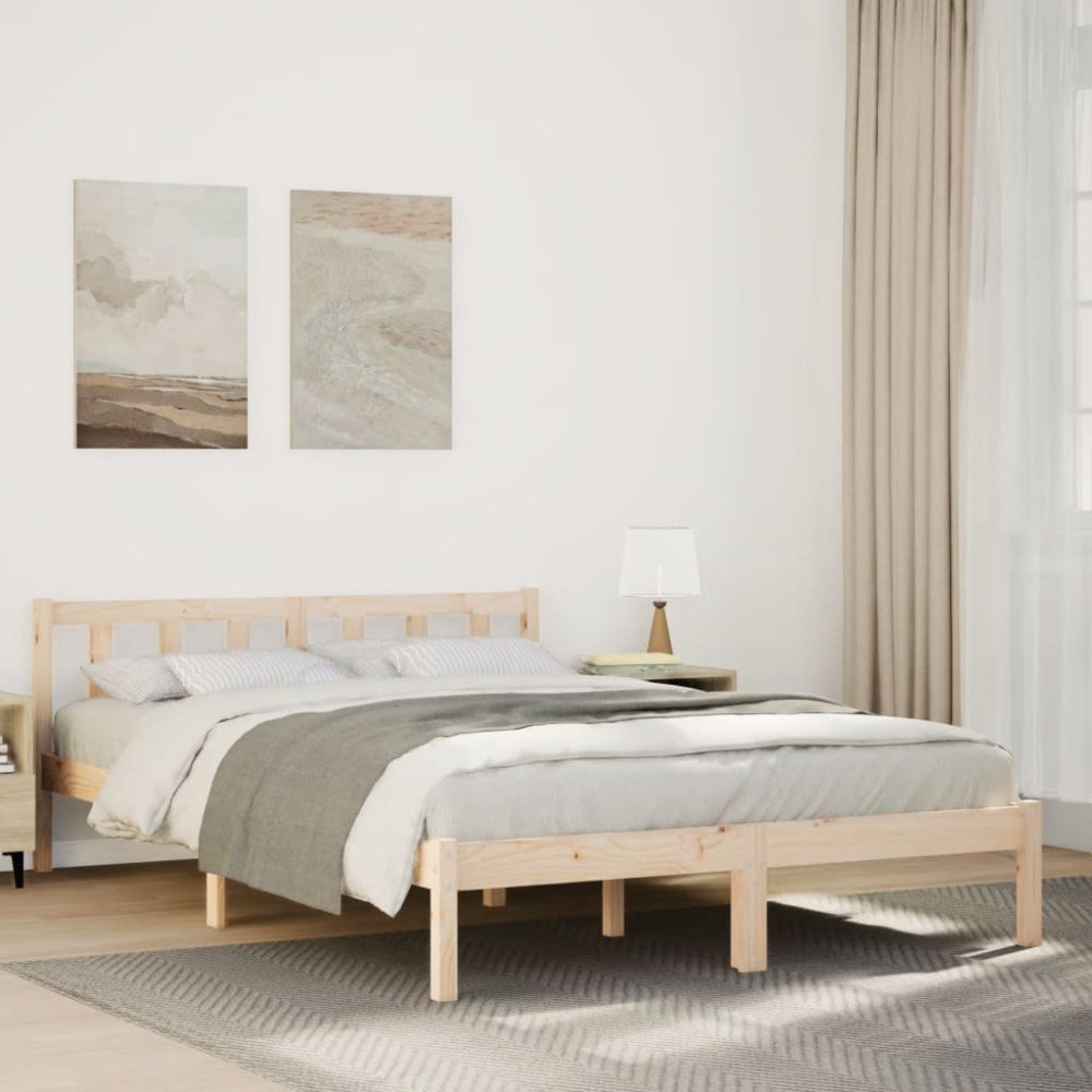 vidaXL Sängram utan madrass extra lång 160x210 cm massiv furu