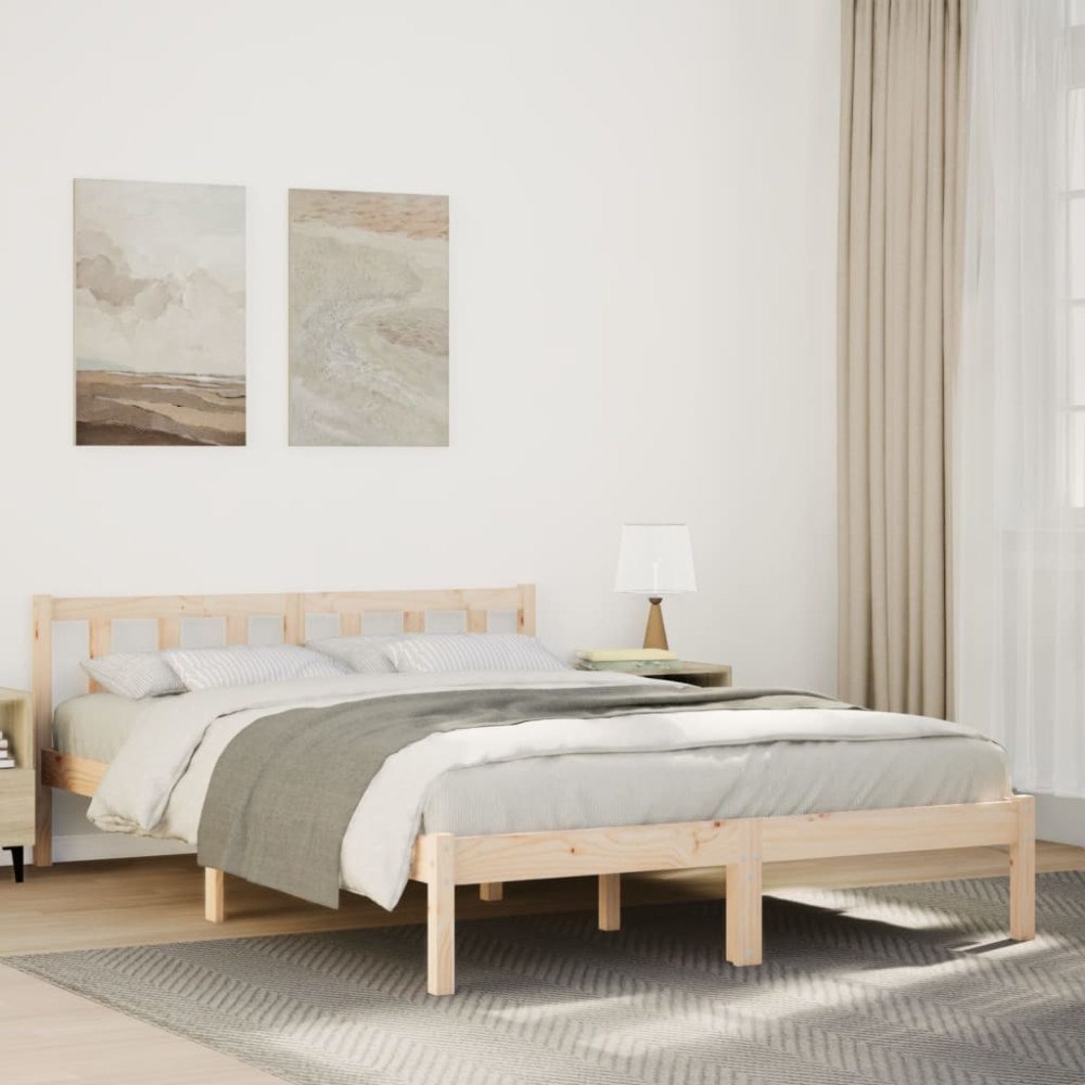 vidaXL Sängram utan madrass extra lång 140x210 cm massiv furu