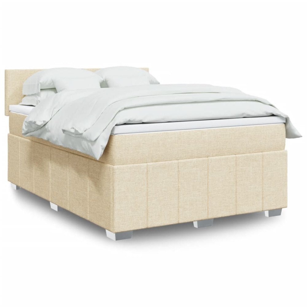 vidaXL Ramsäng med madrass gräddvit 140x190 cm tyg