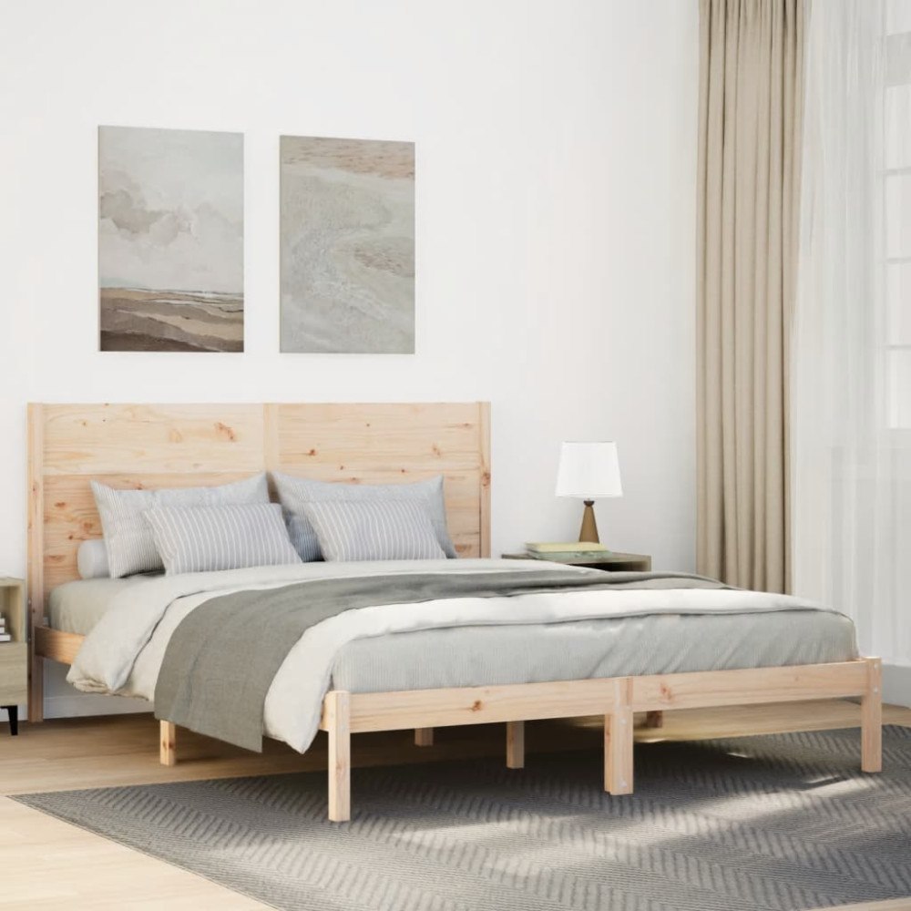 vidaXL Sängram utan madrass extra lång 160x220 cm massivt trä