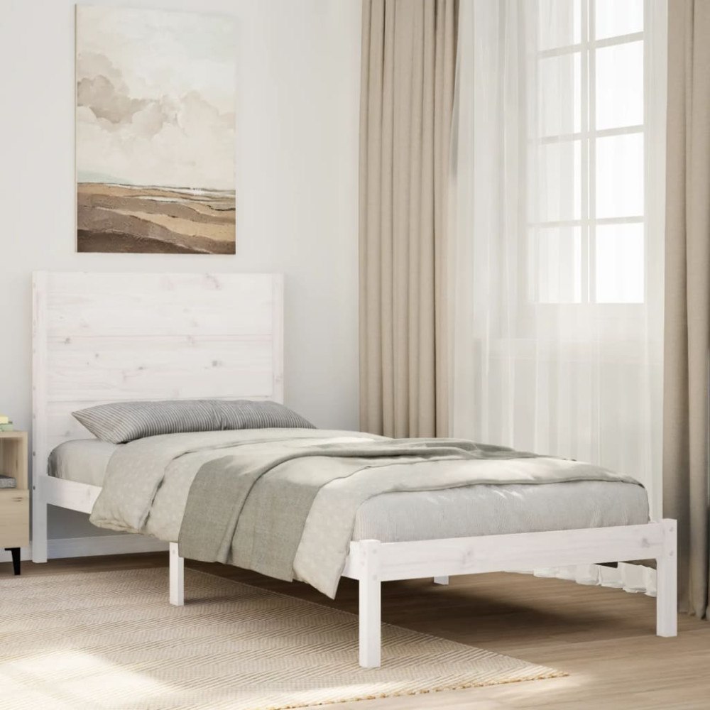 vidaXL Sängram utan madrass extra lång vit 100x220 cm massivt trä
