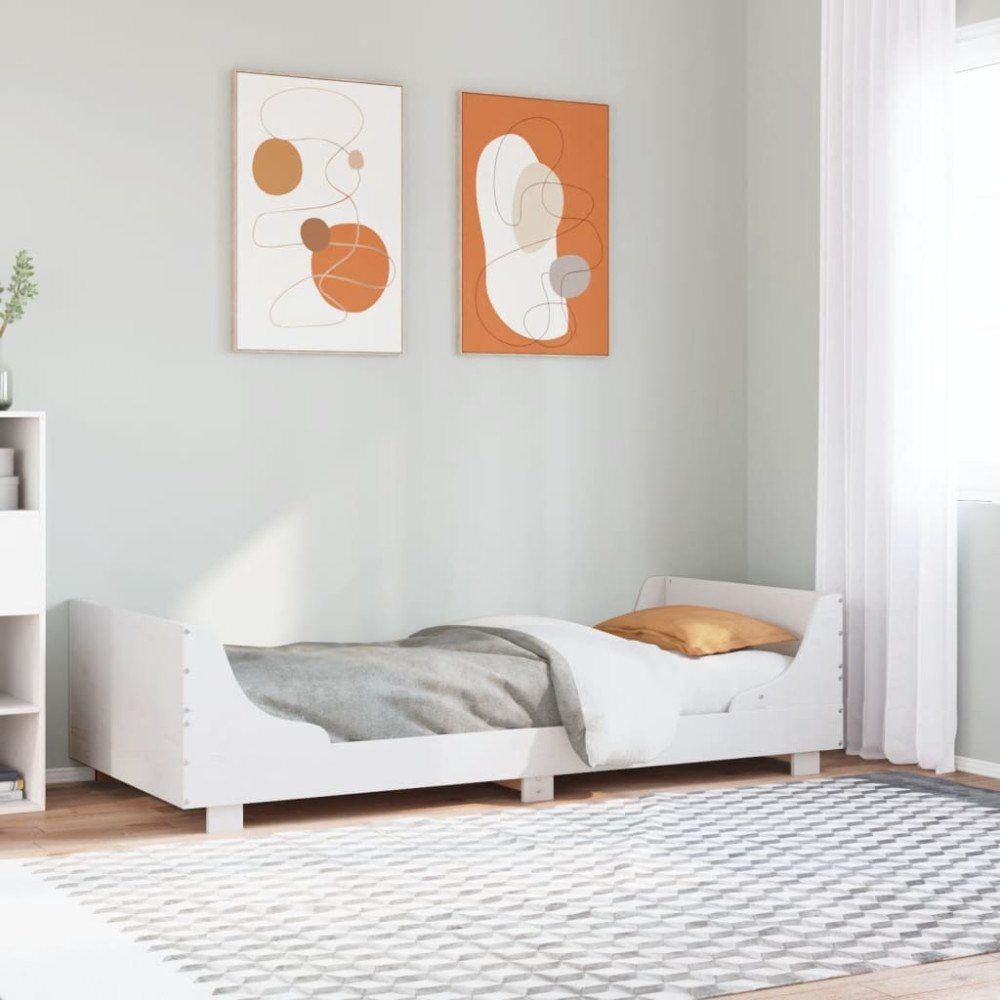 vidaXL Sängram utan madrass vit 90x200 cm massiv furu