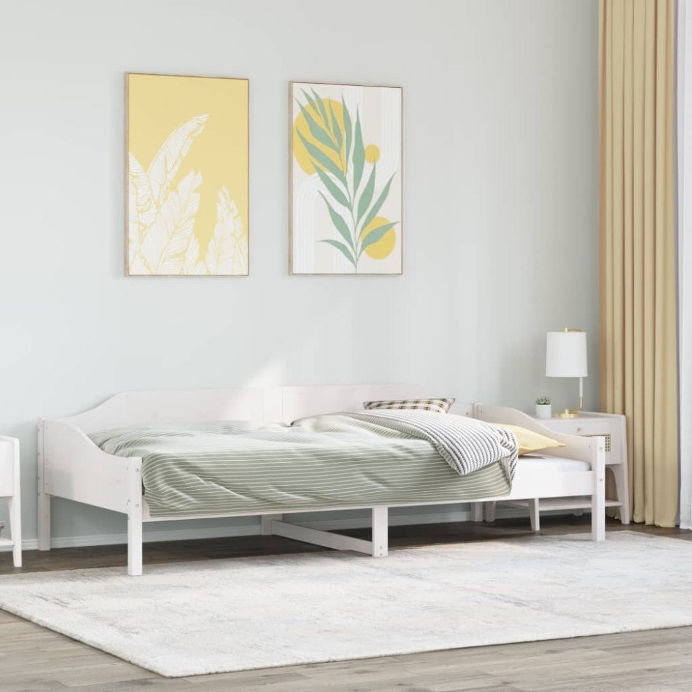 vidaXL Sängram utan madrass vit 90x200 cm massiv furu