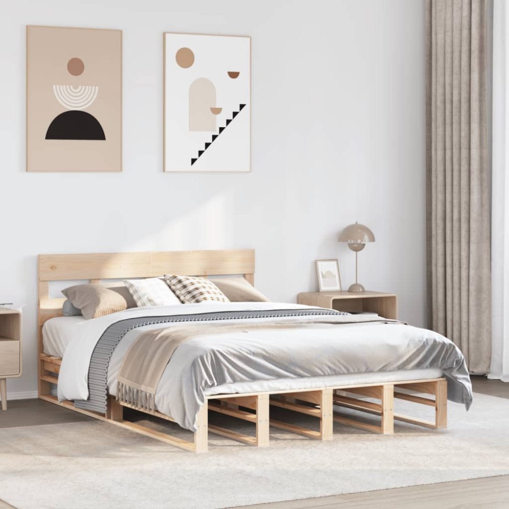 vidaXL Sängram utan madrass 140x190 cm massiv furu