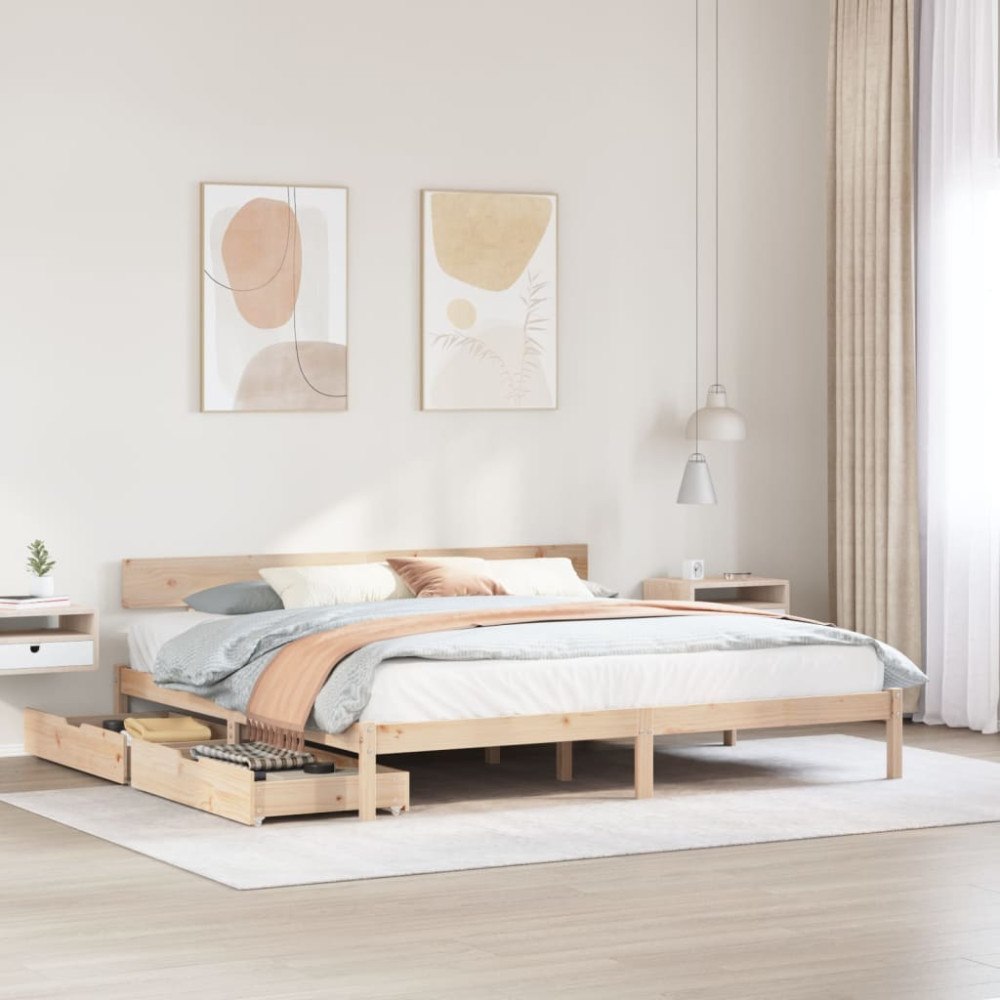 vidaXL Sängram utan madrass 200x200 cm massiv furu