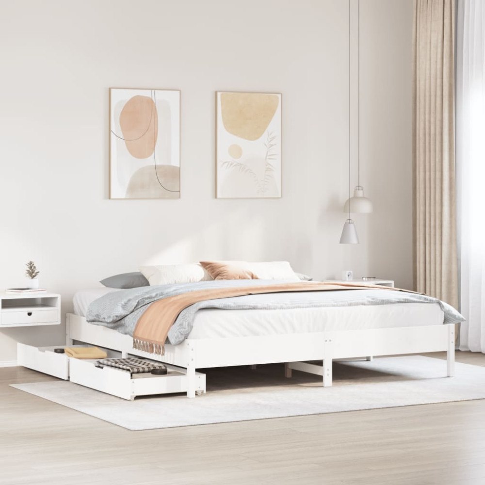 vidaXL Sängram utan madrass vit 180x200 cm massiv furu
