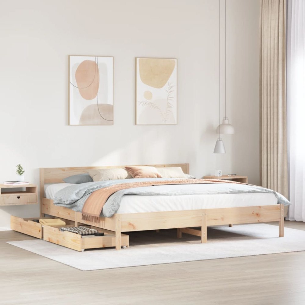 vidaXL Sängram utan madrass 180x200 cm massiv furu