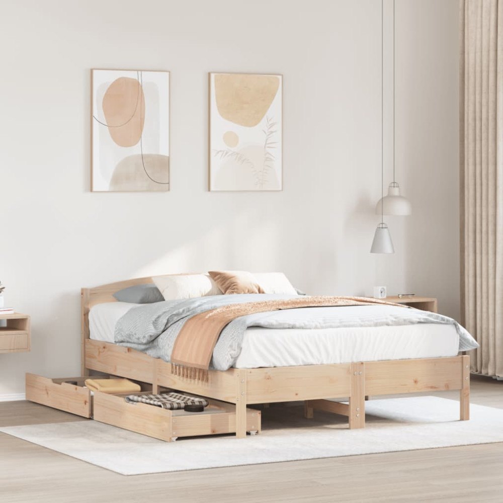 vidaXL Sängram utan madrass 140x200 cm massiv furu