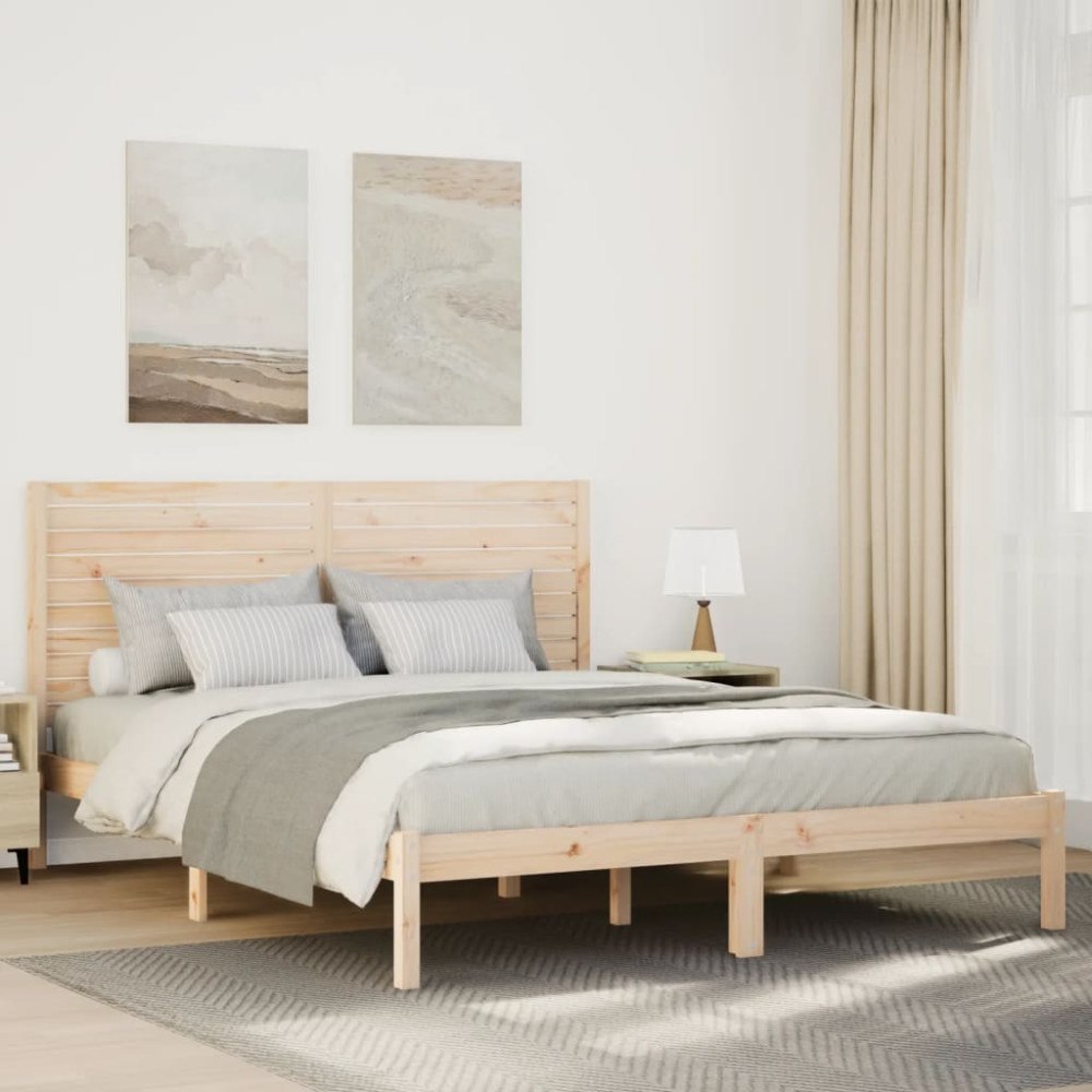 vidaXL Sängram utan madrass extra lång 140x220 cm massivt trä