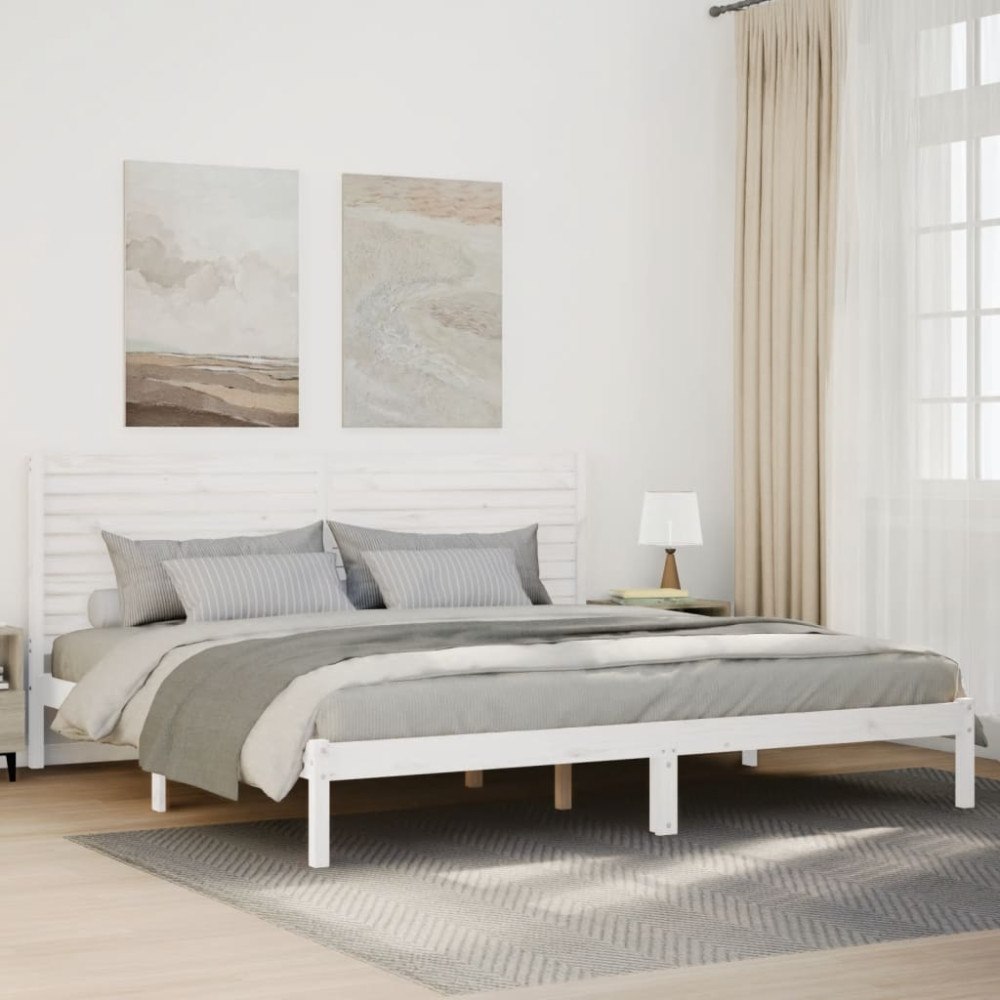 vidaXL Sängram utan madrass extra lång vit 180x220 cm massivt trä