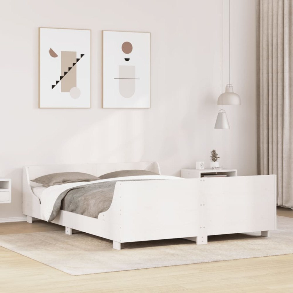 vidaXL Sängram utan madrass vit 140x200 cm massiv furu