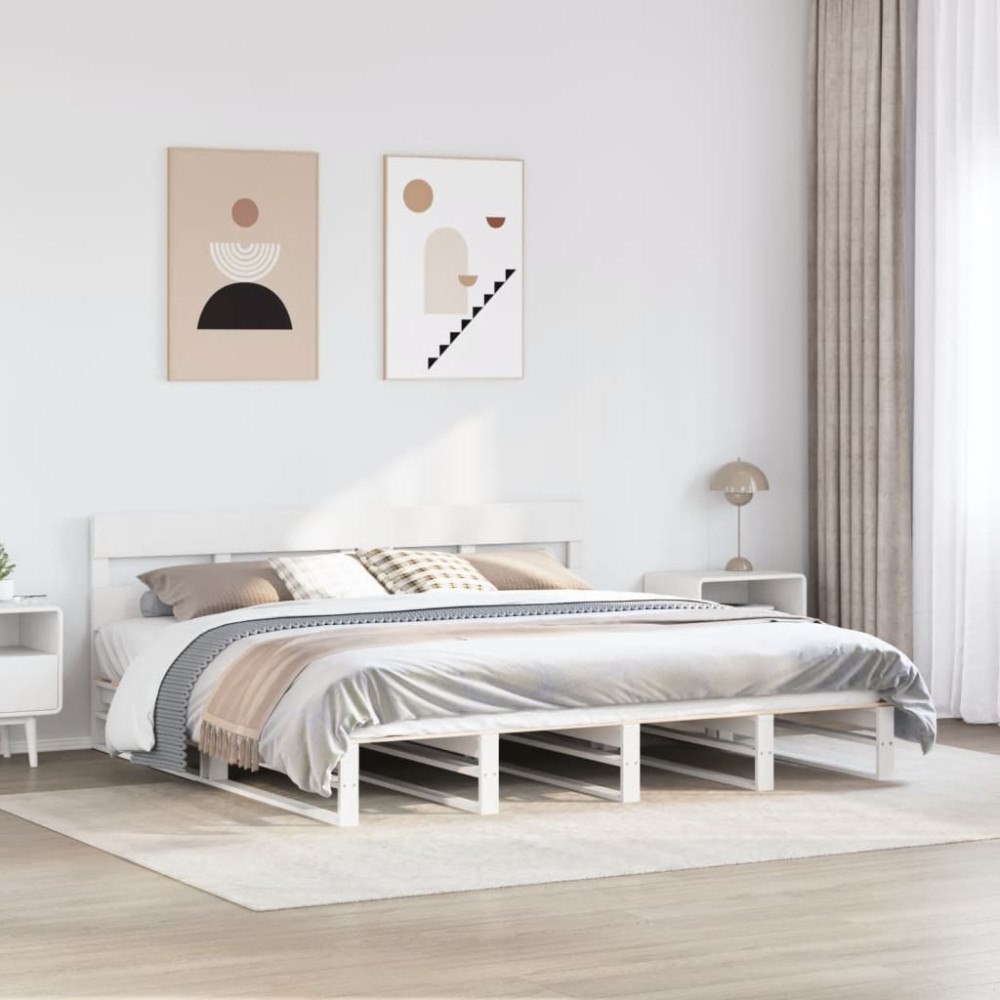 vidaXL Sängram utan madrass vit 180x200 cm massiv furu