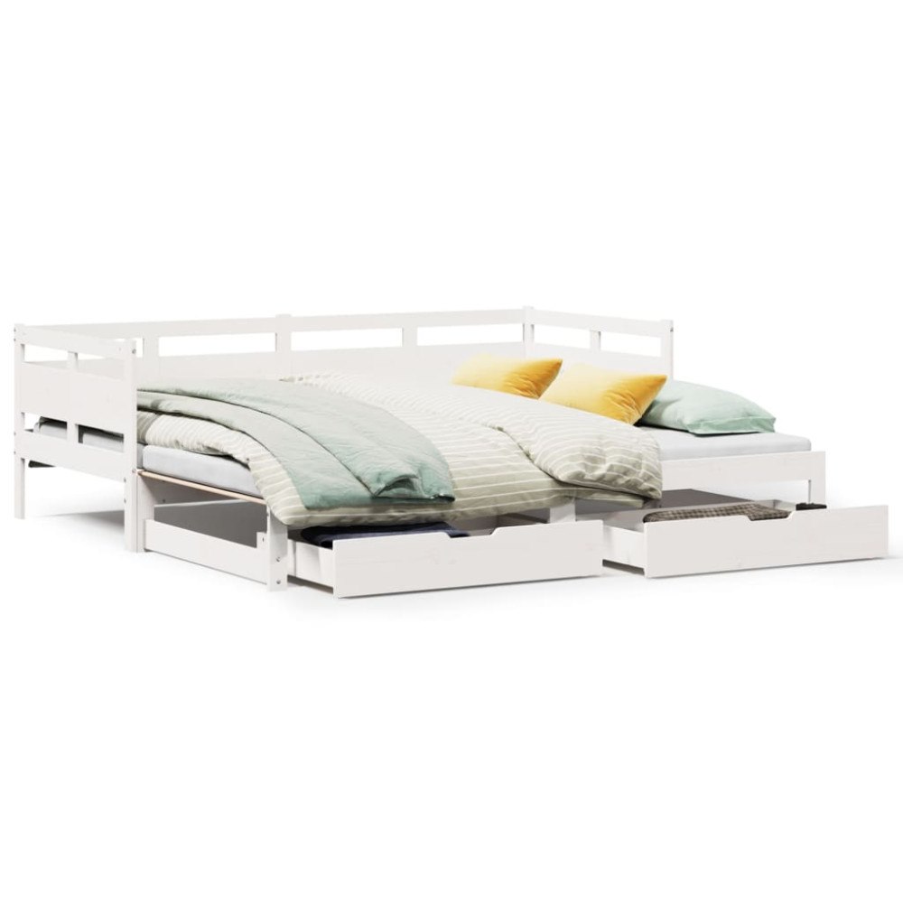 vidaXL Dagbädd utdragbar med lådor utan madrass vit 90x190 cm
