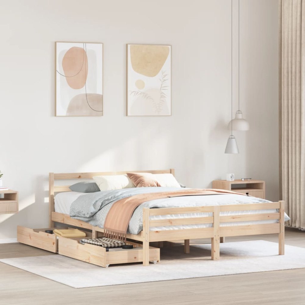 vidaXL Sängram utan madrass 140x190 cm massiv furu