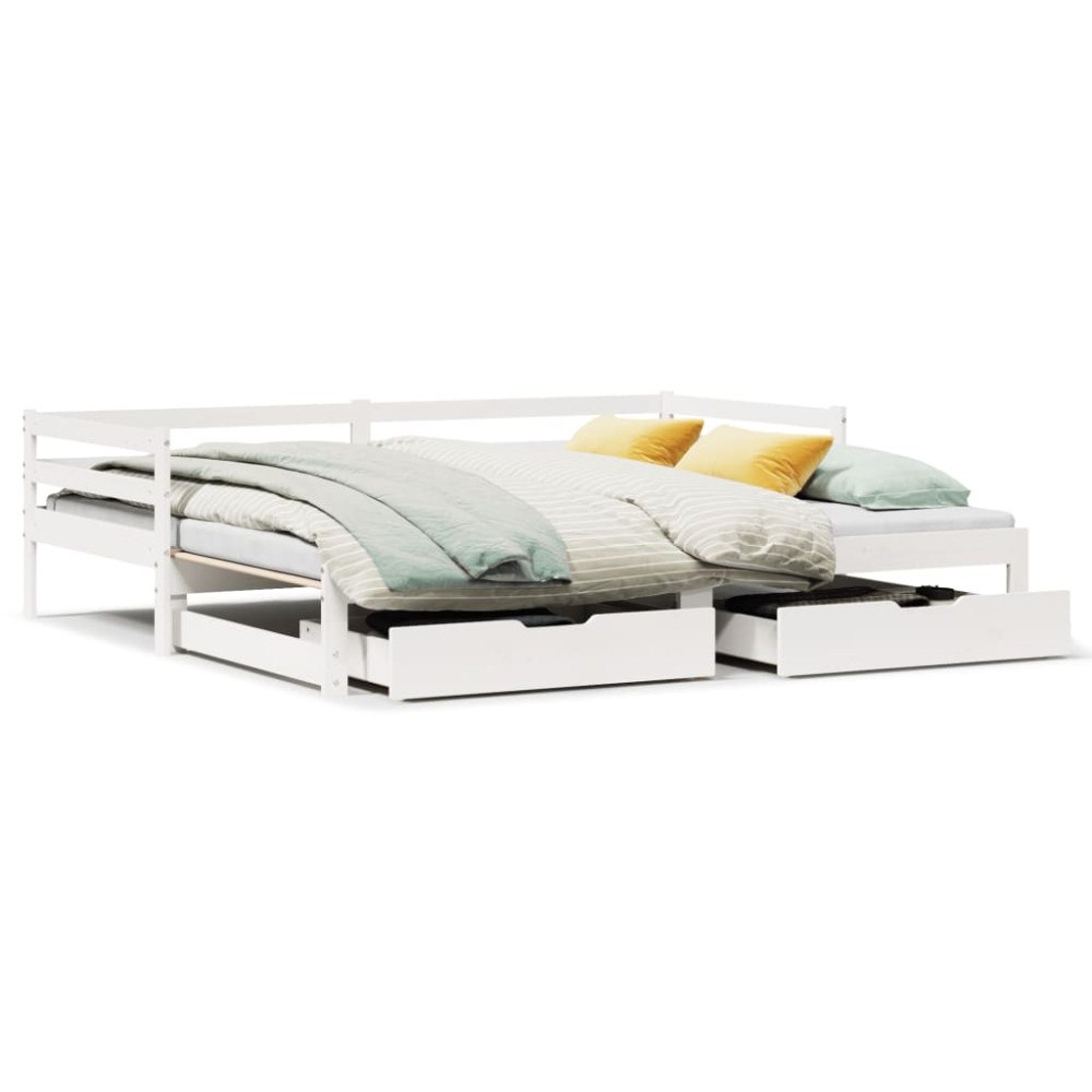 vidaXL Dagbädd utdragbar med lådor utan madrass vit 90x190 cm