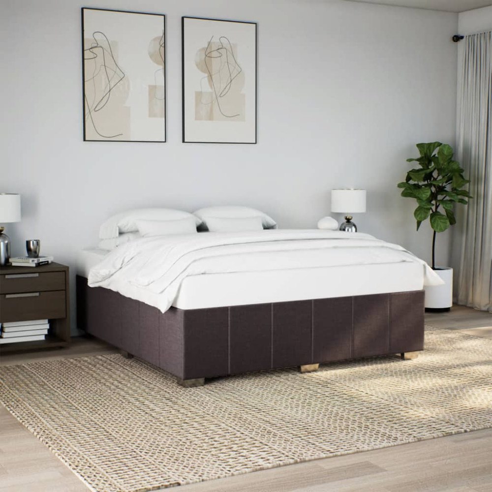 vidaXL Sängram utan madrass mörkbrun 200x200 cm tyg