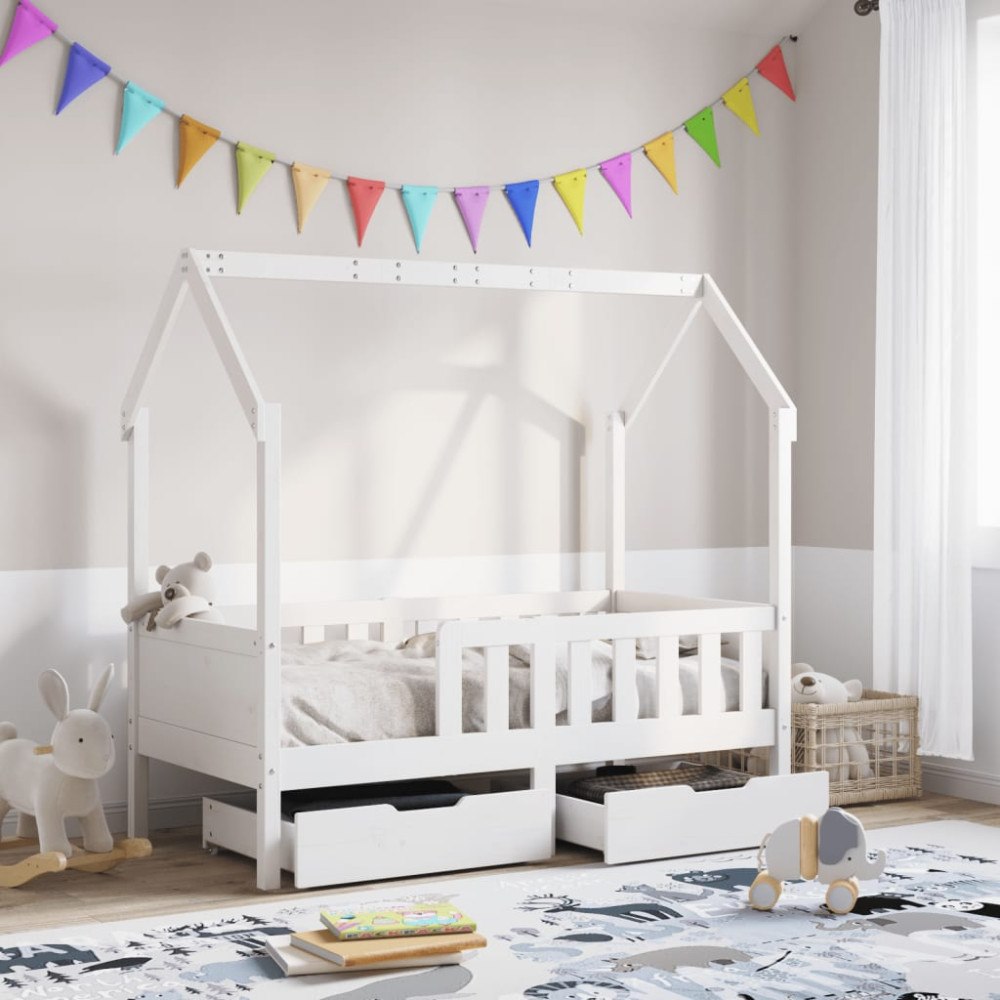 vidaXL Sängram med lådor för barnsäng 80x170 cm massiv furu