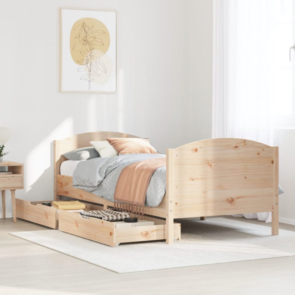 vidaXL Sängram utan madrass 100x200 cm massiv furu