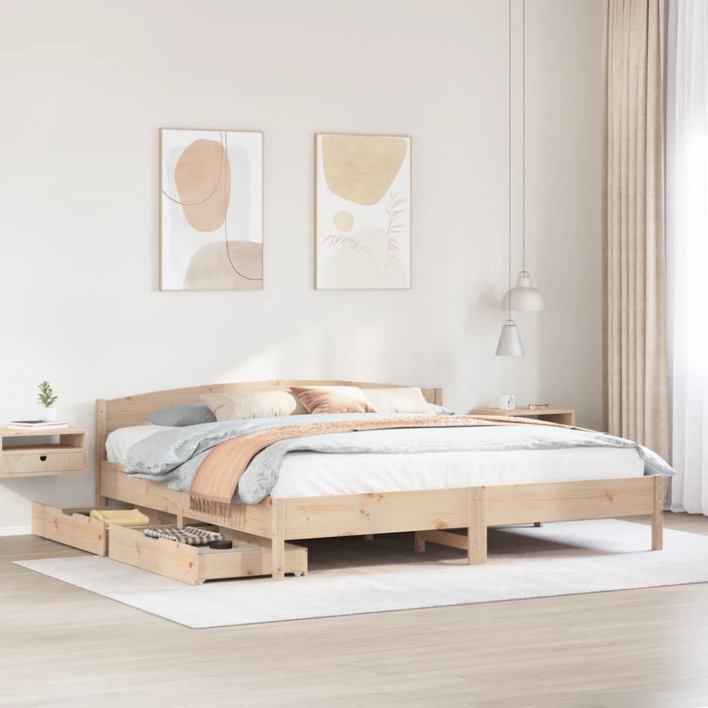 vidaXL Sängram utan madrass 200x200 cm massiv furu