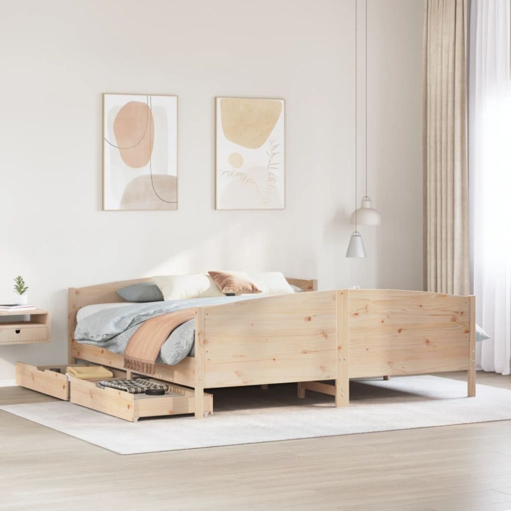 vidaXL Sängram utan madrass 180x200 cm massiv furu