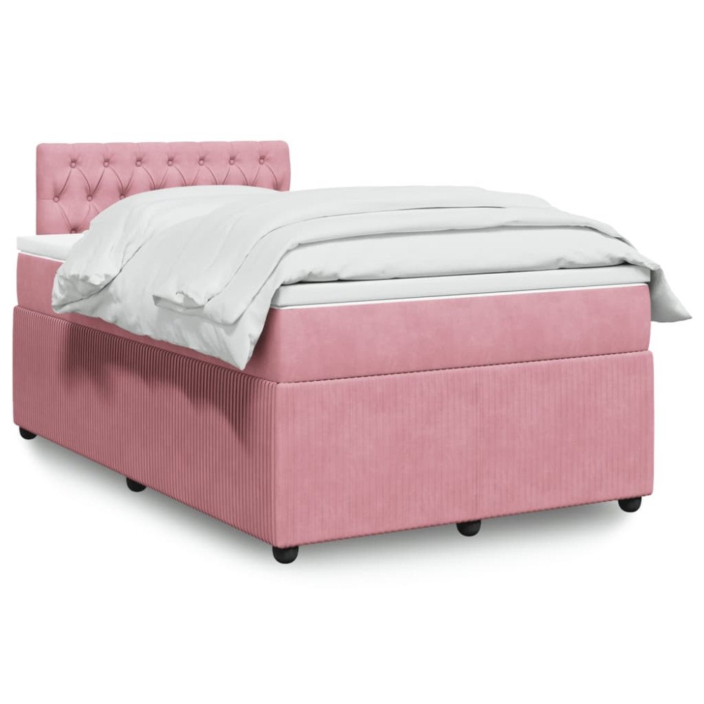 vidaXL Ramsäng med madrass rosa 120x190 cm sammet